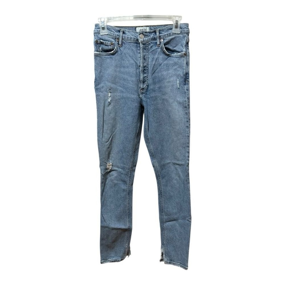 AGOLDE Sophie Skinny Jeans Women 27 Light Blue Good Distressed High Rise Raw Hem